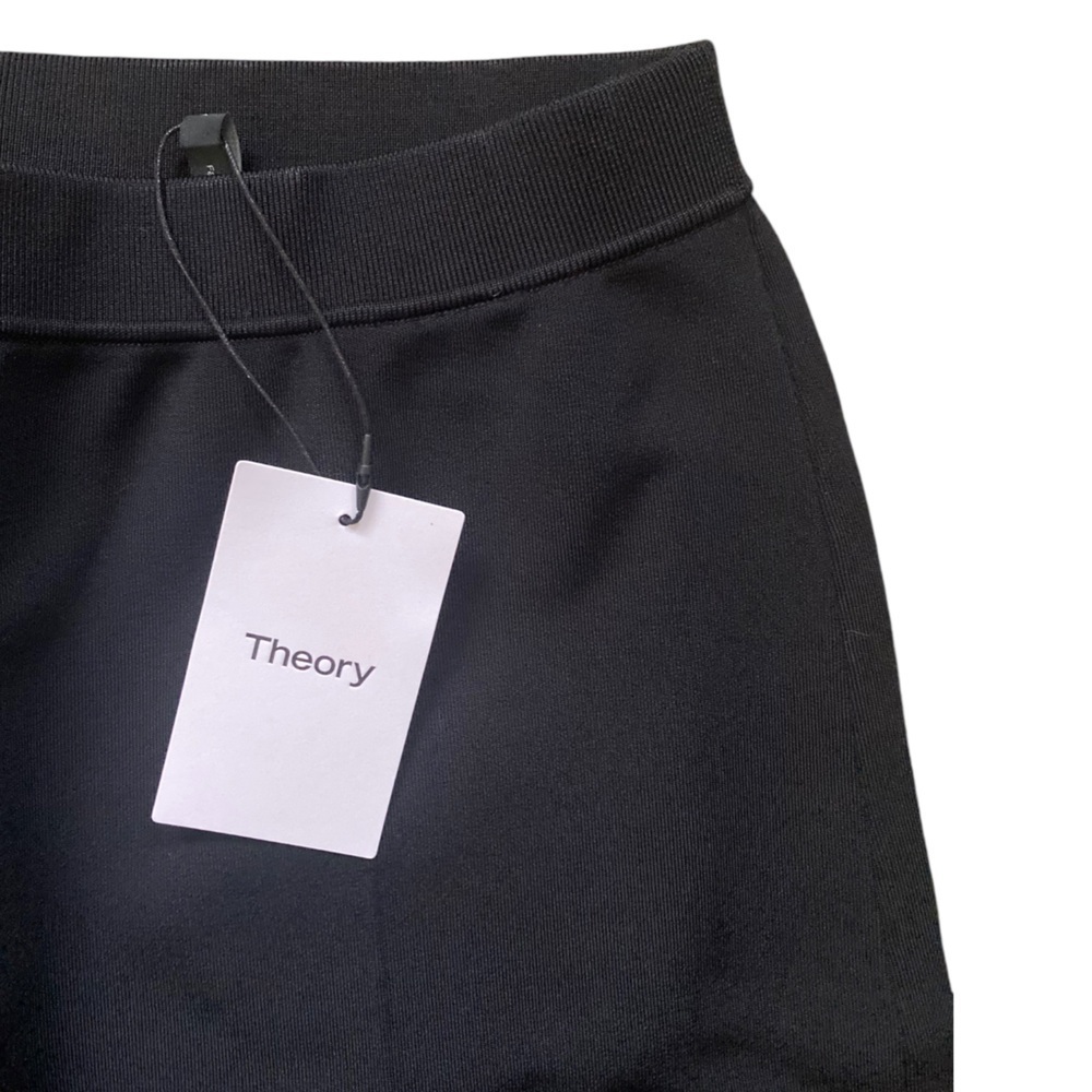 Theory NWT Treeca Pull-On Glossed Black Trousers Stretch Ponte Pants Size M - Picture 9 of 10